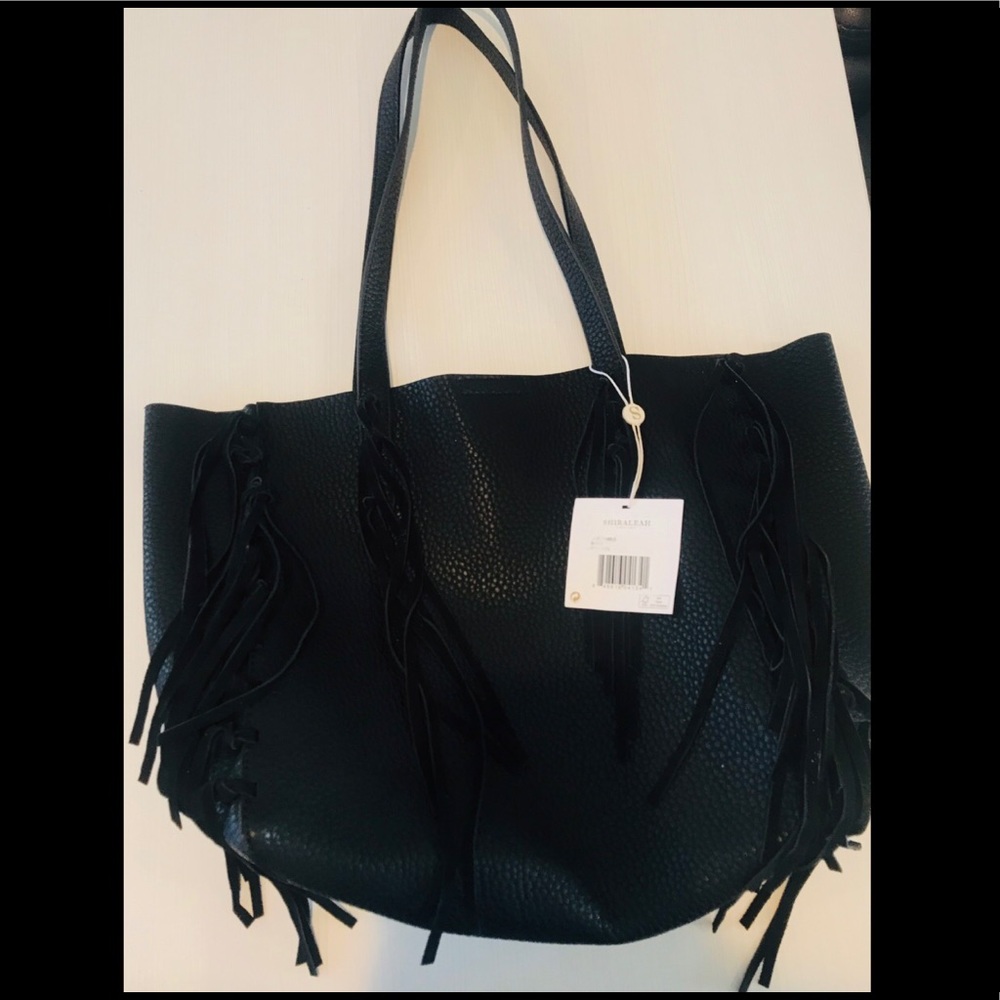 Shiraleah Tina Fringe Tote (Black) - NEW